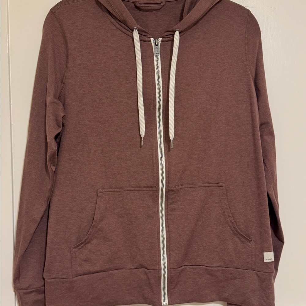 Vuori Brown Heather Zip-Up Hoodie
